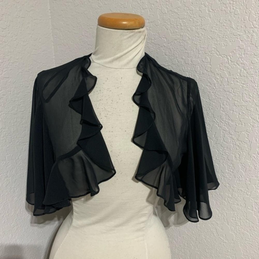 Chiffon black ruffled caplet‎ - Picture 4 of 8